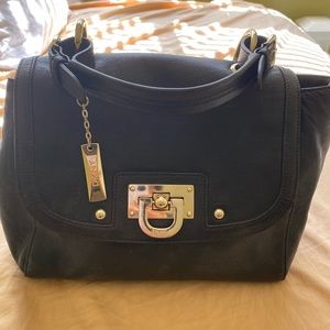 NEW DKNY Black Leather Gold Handbag Purse